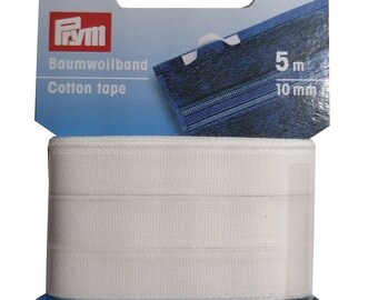 Prym Cotton Ribbon | 5 meters | 10 mm wide | white | cookproof