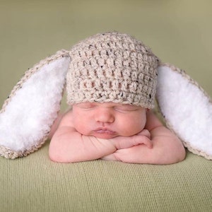 Bunny outfit ,hat and diaper cover with fluffy tail , Rabbit Ears  Photo Prop baby bunny oufit Easter   Hat only or set newborn bunny set