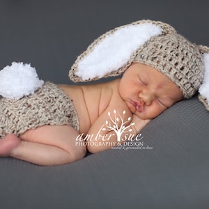 READY Baby Hat  Bunny Rabbit Ears  Photo Prop baby bunny oufit Easter bunny set crochet newborn Easter bunny set