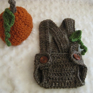 Baby Pumpkin Hat and Diaper Cover Fall Halloween Autumn Photography Prop Infant Photo Newborn image 2