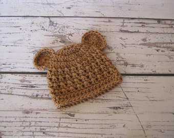 Baby Bear Hat , Newborn Bear Hat ,Bear Hat in Pink,Light Blue ,Ivory ,Grey , Brown or Mauve