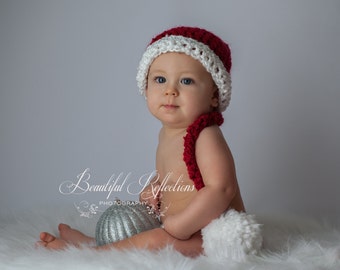 Baby Santa Hat Crochet Baby Hat Santa with Diaper Cover Christmas  Baby boy baby girl