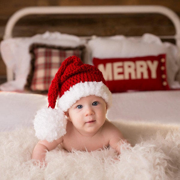 Crochet Baby Hat ,baby christmas hat ,READY TO SHIP,baby santa hat, baby boy santa, baby girl santa , Santa Christmas Newborn Photo prop