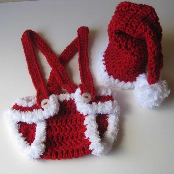 Crochet Baby Hat Santa with Diaper Cover Christmas  newborn christmas hat, baby santa outfit , Baby santa photo prop