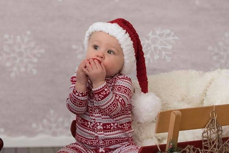 Crochet Baby Hat ,baby christmas hat ,READY TO SHIP,baby santa hat, baby boy santa, baby girl santa , Santa Christmas Newborn Photo prop image 2