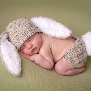 PATTERN Crochet Baby Hat Easter Bunny Rabbit Ears PATTERN Diaper Cover PATTERN Outfit newborn image 7