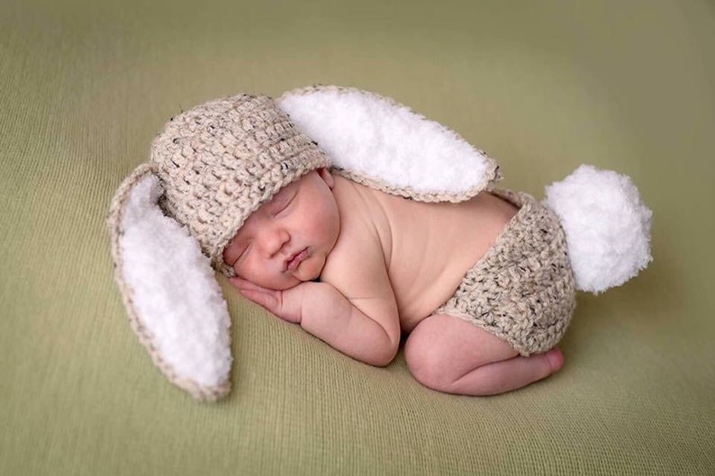 PATTERN Crochet Baby Hat Easter Bunny Rabbit Ears PATTERN Diaper Cover PATTERN Outfit newborn image 7