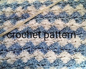 Motif de couverture au crochet étoile bleue et blanche, motif de couverture pour bébé au crochet