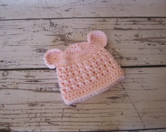 Baby Bear Hat , Newborn Bear Hat ,Bear Hat in Pink,Light Blue ,Ivory ,Grey , Brown or Mauve