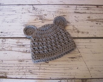Baby Bear Hat , Newborn Bear Hat ,Bear Hat in Pink,Light Blue ,Ivory ,Grey , Brown or Mauve