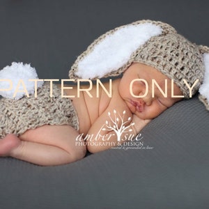 PATTERN Crochet Baby Hat Easter Bunny Rabbit Ears PATTERN Diaper Cover PATTERN Outfit newborn image 1