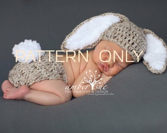 PATTERN Crochet Baby Hat Easter Bunny Rabbit Ears PATTERN  Diaper Cover PATTERN  Outfit newborn