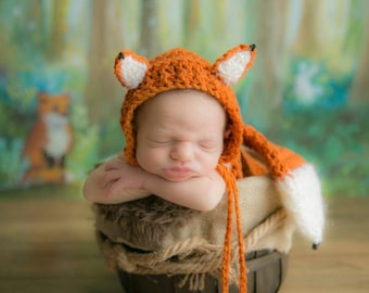Pattern for Crochet Fox Hat and diaper cover with tail for newborn - 12 month sizes Instant download PDF file