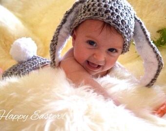 Baby Hat  Bunny Rabbit Ears  Photo Prop Diaper Cover Floppy Ear baby bunny set Easter bunny set