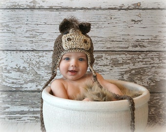 crochet baby hat horse pony photography prop equestrian animal