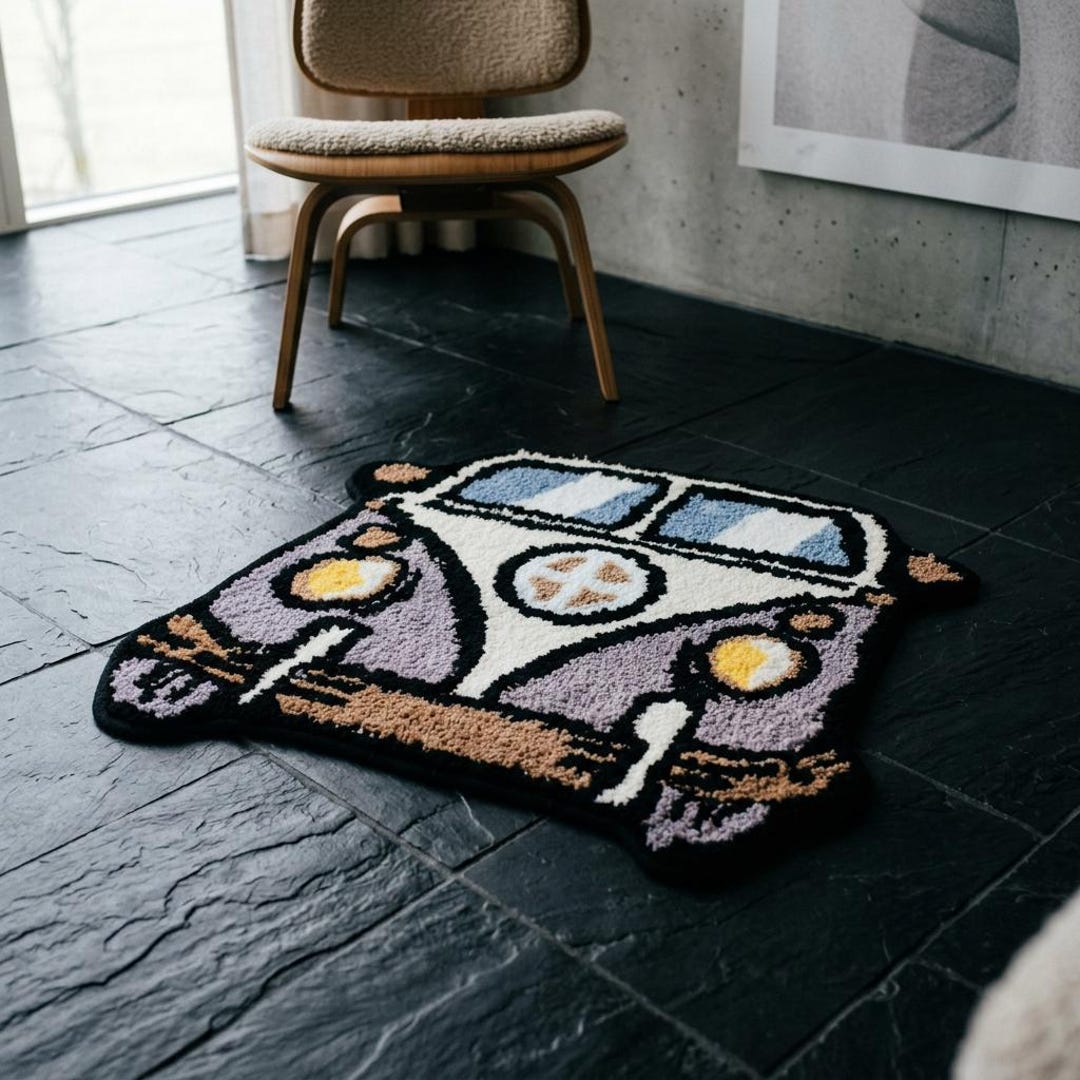 Cartoon Bus Rug - Tufted Handmade Kawaii - Etsy