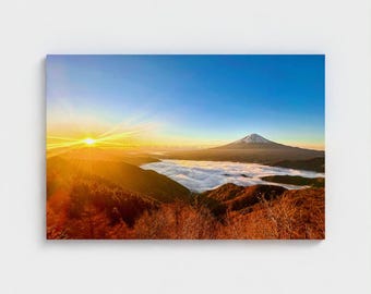 Mount Fuji Canvas Print – Sunrise Over Sea of Clouds Landscape Photography