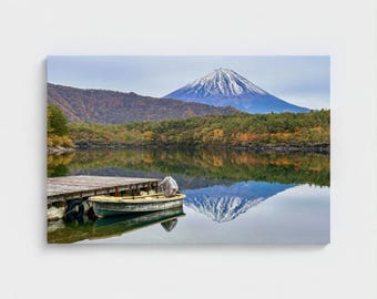 Mount Fuji Canvas Print – Autumn Lake Saiko Reflection Landscape Photography