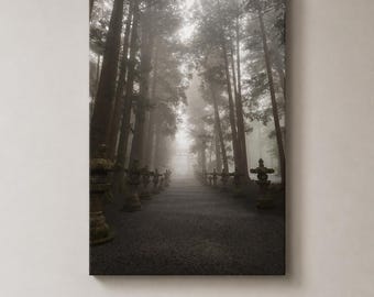 Cinematic Fine Art Canvas Print — The Approach to the Goddess — Japanese Shrine Photography