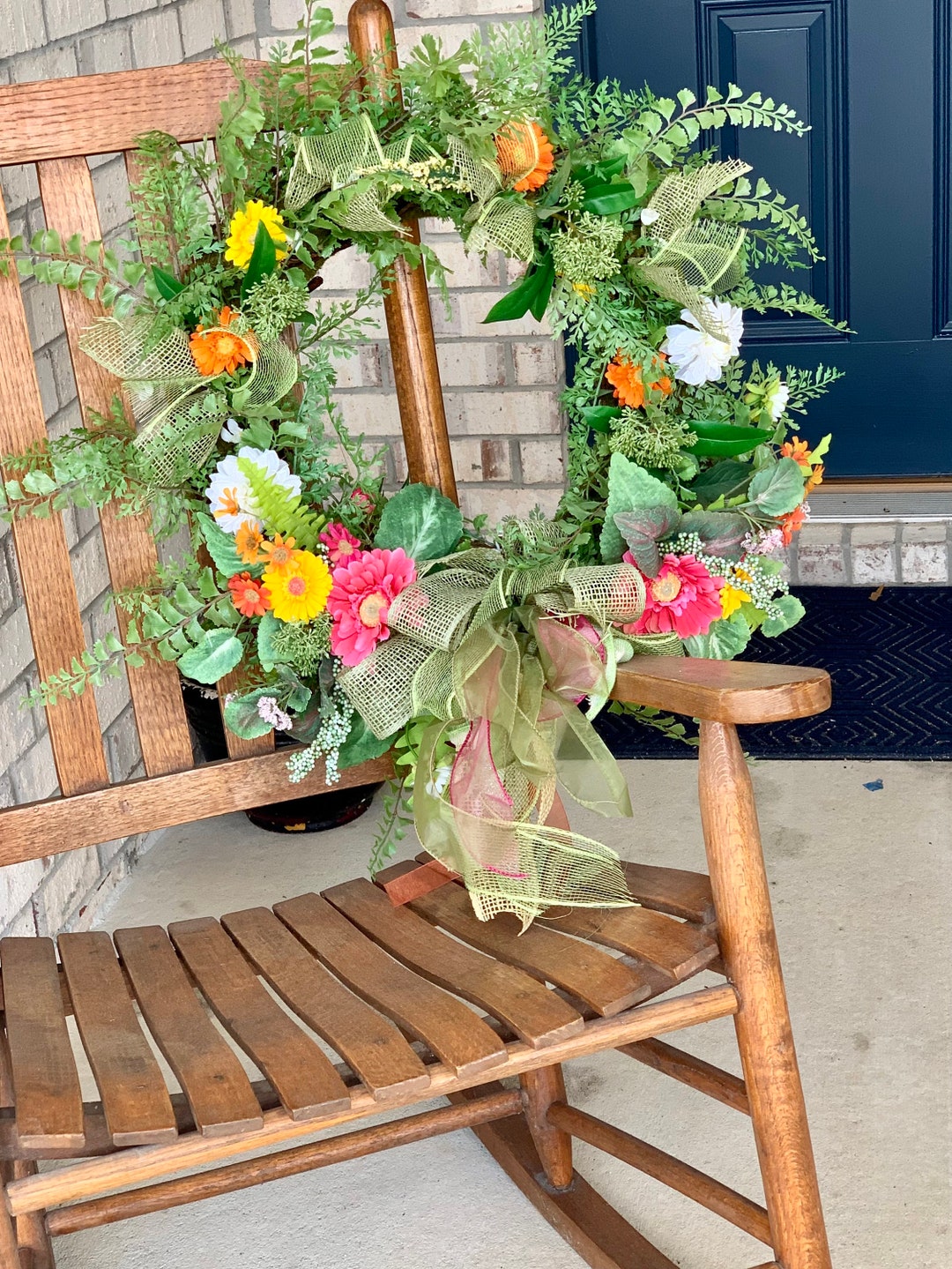 Daisy Spring Wreath for Front Door | Mother's Day Floral Decor ...