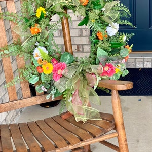 Spring wreath for front door|Easter wreath| Summer wreath door hanger, Mothers day wreath,Daisy wreath,Summer wreath real like wreath
