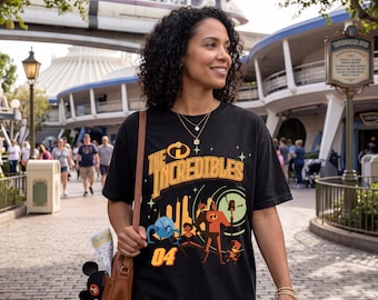 Disney The Incredibles Retro T-Shirt, Vintage Elastigirl Violet Parr Mr incredible Family Matching Tee, WDW Disneyland Family Holiday Trip