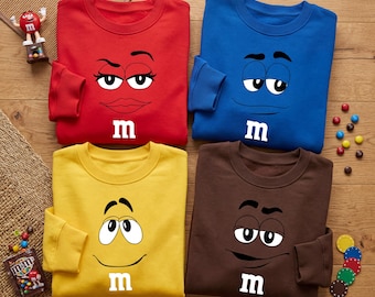 Candy Matching Cosplay Shirt, M and M Candy Family Shirts, Candy Team Group Tee, Halloween Costume For Family Gifts, Birthday Party Shirt
