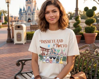 Mickey & Friends Disneyland Tokyo Japan 1983 Shirt, Retro Disney Magical Castle Tee, Mickey Balloon tee, WDW Disneyland Family Trip Outfits