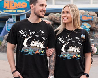 Disney Finding Nemo Seagulls Mom Dad Couple Shirt, Retro Just Keep Swimming Tee, Disney Family Vacation Tee, Mother's Day Father's Day Gift