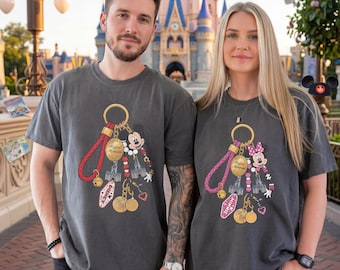 Disney Mickey & Minnie Bag Charm Couple Comfort Colors Shirt, Retro Magic Kingdom Memories Tee, Disney World Couple Trip Matching Outfit
