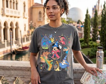 Disney Fantasia Mickey Sorcerer Shirts, Retro Magical Characters Shirt for Women and Kids, Disney World Shirt, Disney Family Shirts