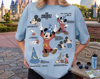 Disney The Sorcerer's Apprentice Fantasia Mickey Sketch Retro Shirt, Disneyland Family Matching Shirts, Disney Fantasmic Mickey Sorcerer Tee