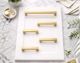 Cabinet Pull Handl Knob Square gold Drawe Pulls Knobs Cabinet Furniture Handles Knobs Drawer Pulls Kitchen Hardware Brushed Stainless Steel