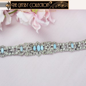 Art Deco Bracelet Vintage Rhinestone 1920s 1930s Art Deco Jewelry Wedding Bracelet Something Blue