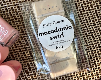 Cera de soja aromática con remolino de macadamia, barra de cera de soja 100% vertida a mano, fragancia veraniega acogedora y sutil con notas de nuez, fragancia para el reinicio del domingo, compañero de estudio
