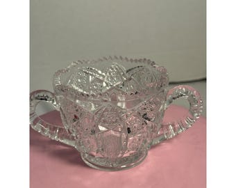 Antique American Brilliant Period (ABP) Cut Glass Sugar Bowl HEAVY