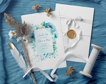 Elegant Wedding Invitation Template | Canva, Photoshop PSD | Digital Download