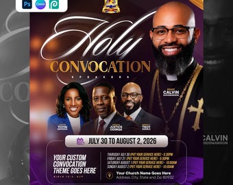 Holy Convocation | Modern Church Flyer Template | Invitation Flyer | Digital Product | Conference Poster