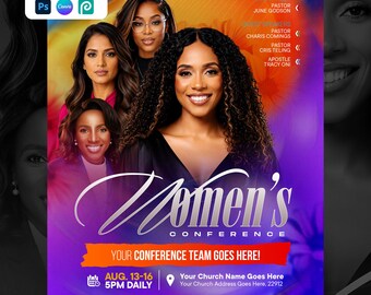 Women's Conference Flyer Template | Editable Canva & Photoshop PSD | Women Ministry Event Flyer