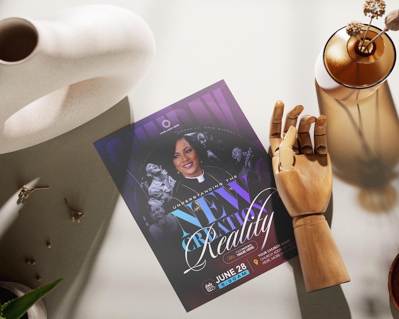 Modern Church Flyer Template | Sunday Worship Service Canva PSD | Digital Invitation image 6