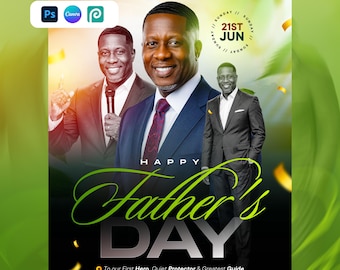 Father’s Day Church Flyer Template Canva PSD | Christian Event Social Media Design Template