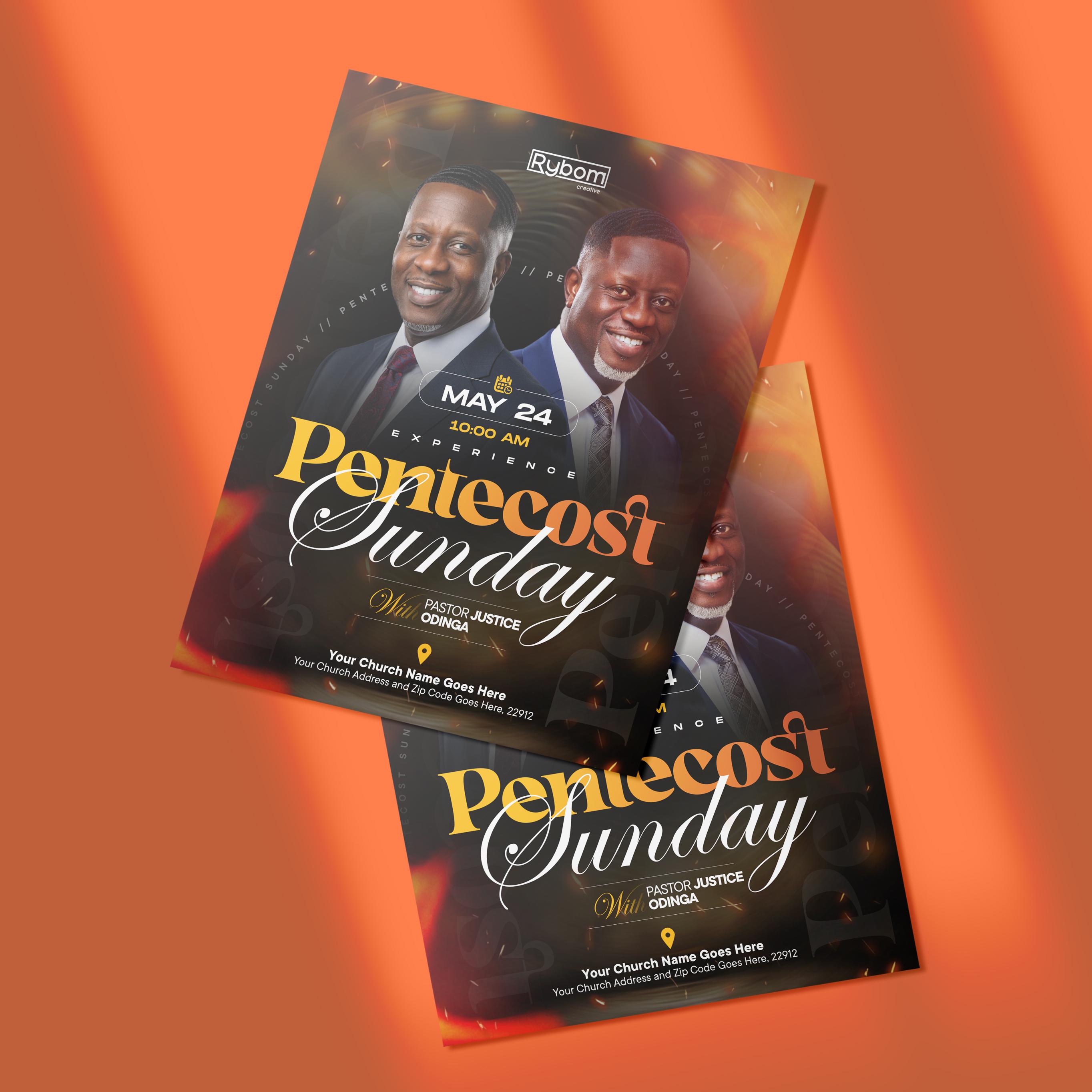 Pentecost Sunday Flyer Template | Editable Church Canva PSD | Holy ...