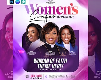 Women's Conference Flyer Template | Canva, Photoshop PSD | Ministry Event (Digital Download)