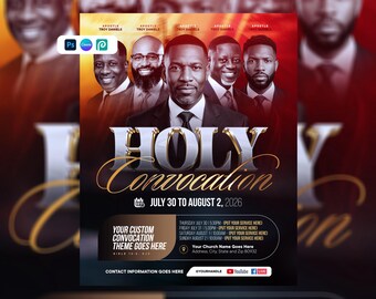 Holy Convocation Flyer Template | Church Conference Flyer | Revival Service Flyer | Editable Canva & Photoshop PSD | Digital download