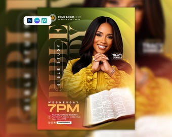 Bible Study Church Flyer Template | Editable Canva & Photoshop PSD | Church Bible Study Flyer | Midweek Service Flyer