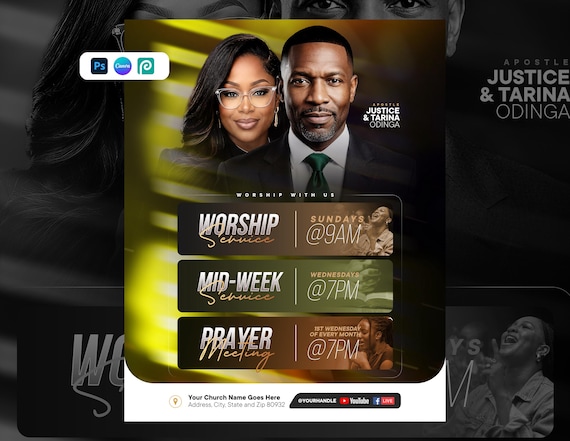 Church Flyer Template | Editable Canva & Photoshop PSD | Church Event Flyer | Christian Flyer Template