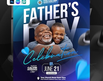 Father’s Day Flyer | Editable Canva & Photoshop PSD | Celebrating Fathers