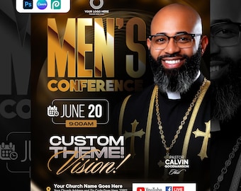Men's Conference Flyer Template | Editable Canva & Photoshop PSD | Father's Day design