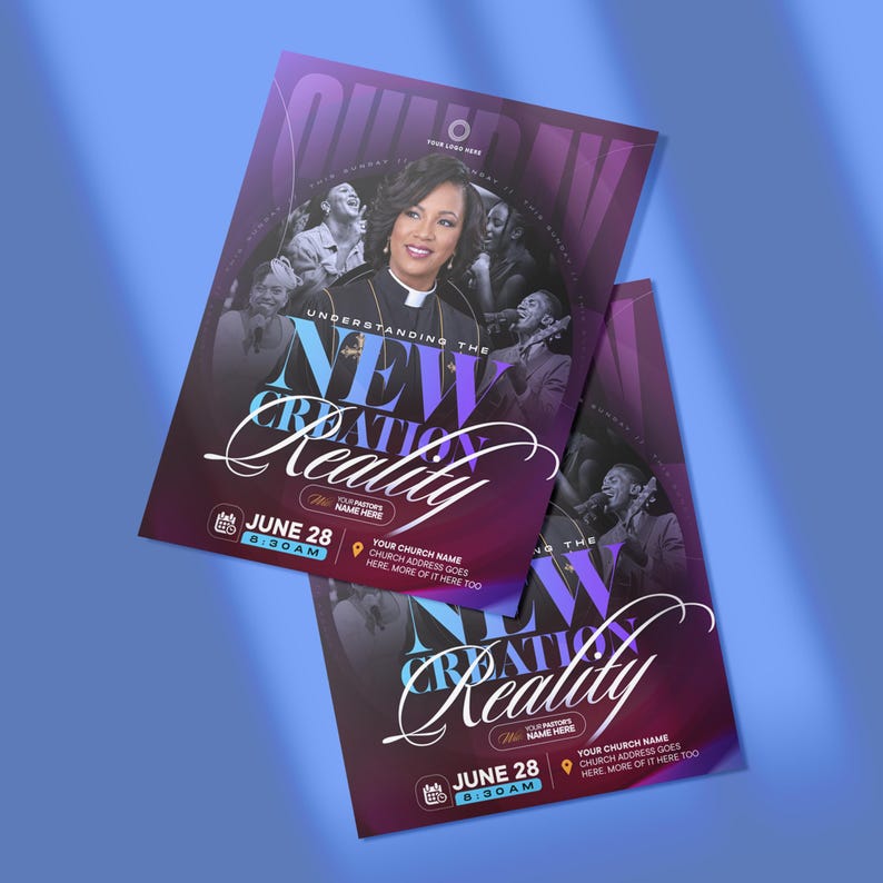 Modern Church Flyer Template | Sunday Worship Service Canva PSD | Digital Invitation image 5