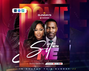 Sunday Service Church Flyer Template | Editable Canva Church Flyer | Worship Service Flyer | Come Sit With Me | Join Us for Worship